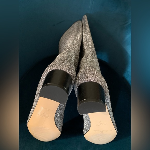 ZARA silver Glitter Heel Boots Silver CC Style NWT sold out! - Picture 5 of 9